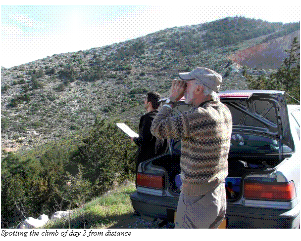 Text Box:  Spotting the climb of day 2 from distance
