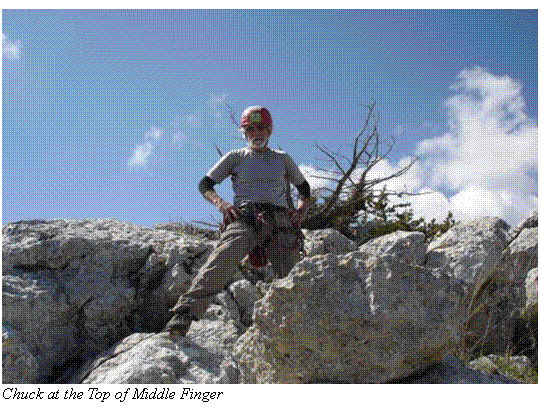 Text Box:  Chuck at the Top of Middle Finger