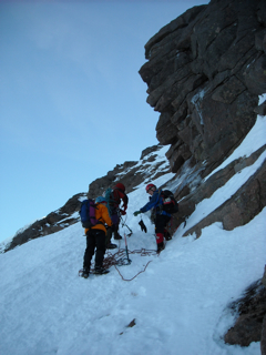 Beginning the climb at the buttress foot