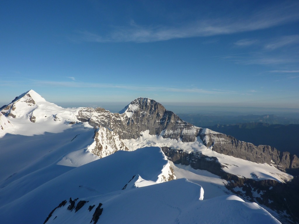 Looking down the NW ridge, Eiger beyond