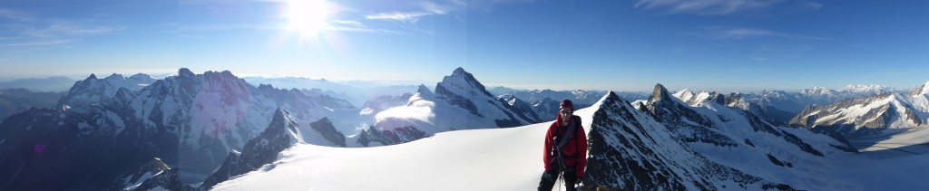 On the summit of the Gross-Fiescherhorn
