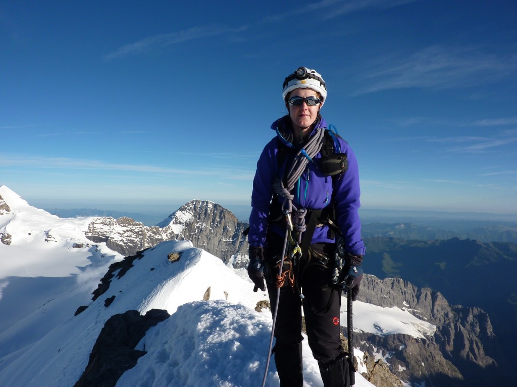 On theGross Fiescherhorn summit, Eiger beyond