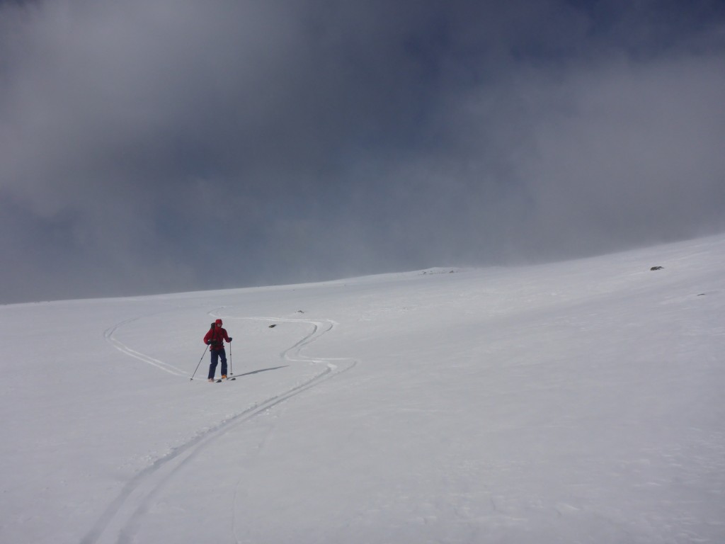 Making fresh tracks on the descent