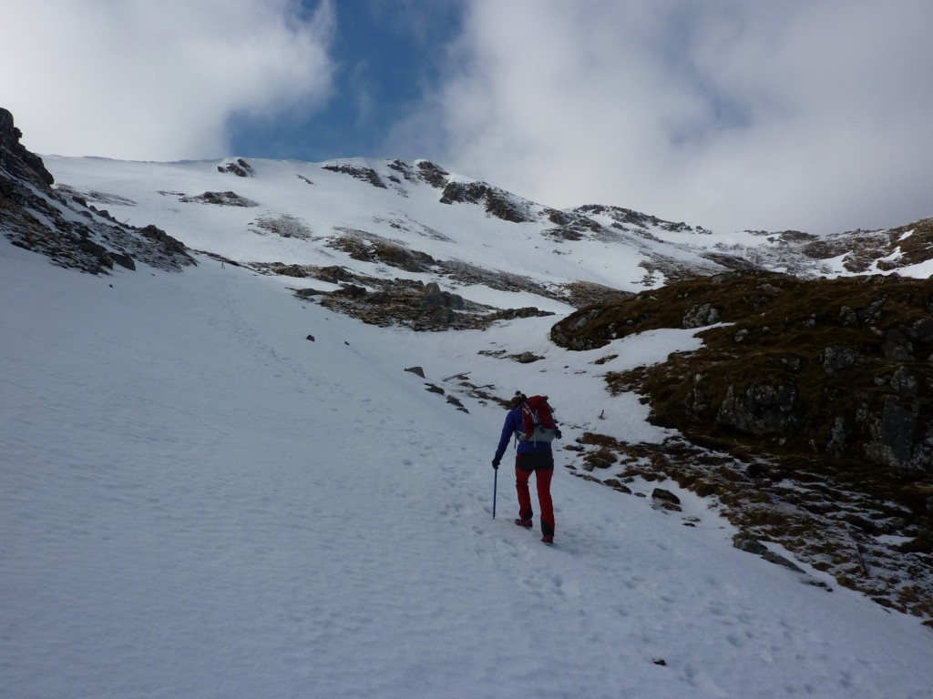 Heading up towards the col between the two Munros