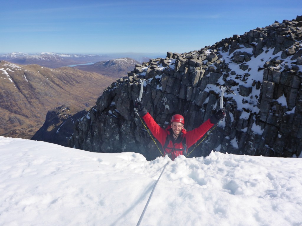 Me being silly as I climb over the cornice