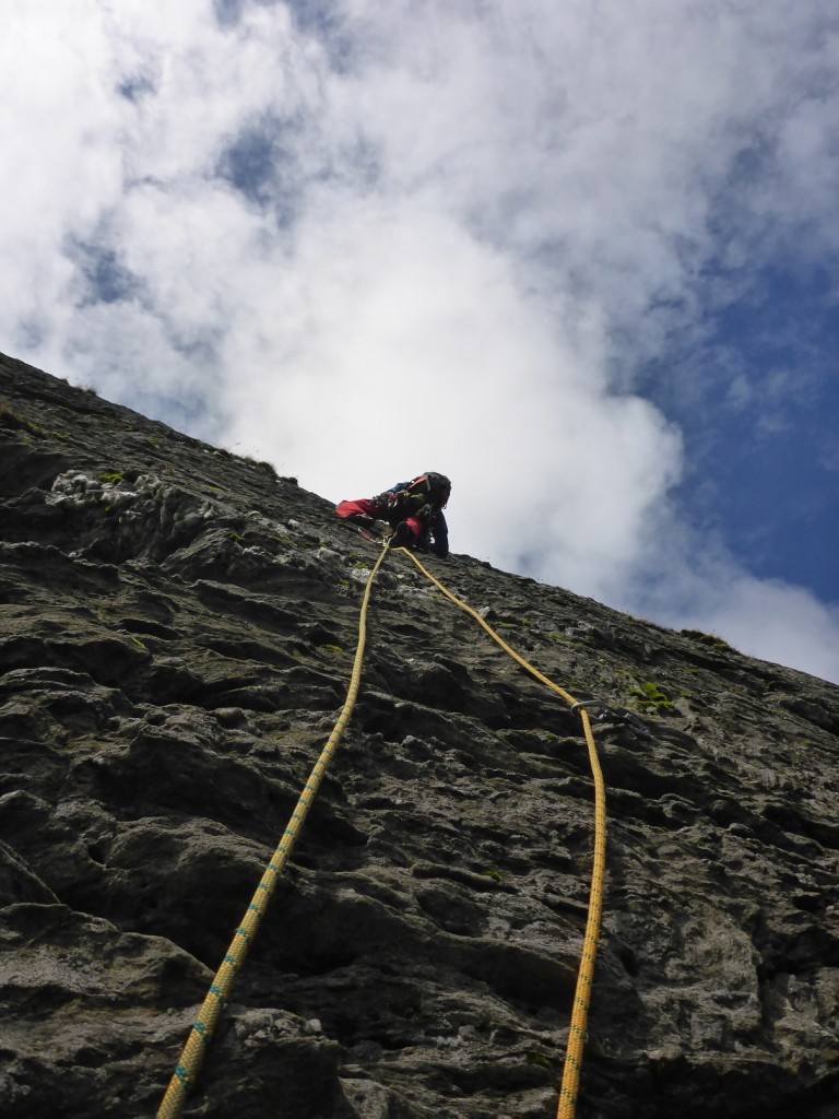 By the time we got to the final wall of Punster's Crack, the rock was beginning to dry out properly...