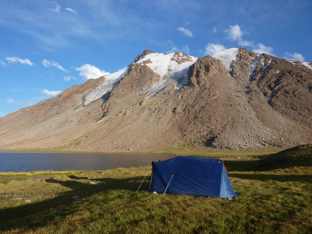 The northern side of Srnicova Peak, behind one of the tents. Initially we thought there could be some interesting climbs on these buttresses, but then we heard some pretty big rockfalls and thought better of it...