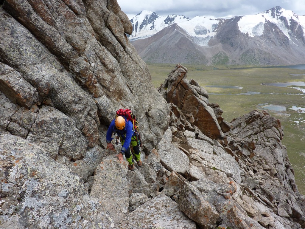 Scrambling up towards the crest of Ibex Ridge, after emerging from Kyrgyz Chasm
