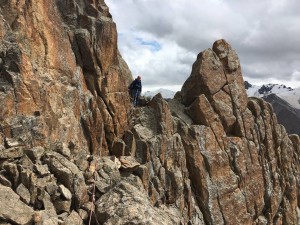 Me at a dead end attempting to traverse the 1st pinnacle on Ibex Ridge – it was better to take a more direct line