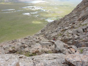 Scree descent from between the 1st & 2nd pinnacles