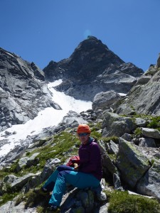 Chilling out at the top of the route