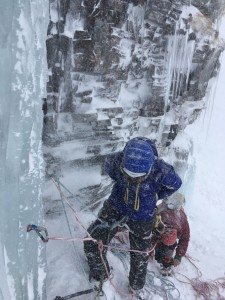 John and James get comfortable at the ice column 