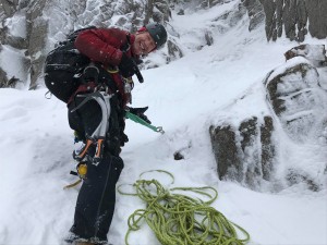 Dave Mannion finds his ice screw holds...kind of