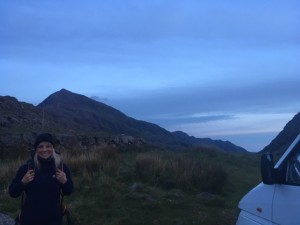 Penny ready for Crib Goch and Snowdon