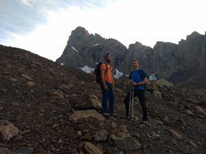 Antoine and Andrew with the Aiguille Meridionale D'Arves in the background