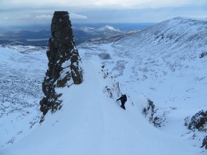 Steve near the top of Aladdin's Couloir